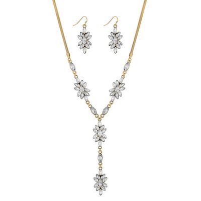 Designer crystal flower jewellery set